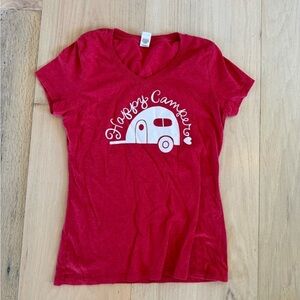 Happy Camper Red Short Sleeve Tee Shirt Size Small